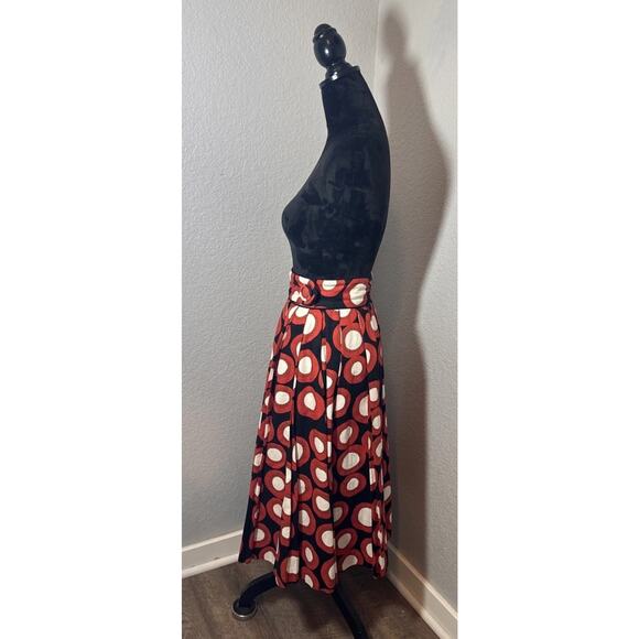 H&M Tribute to Marimenko Full Pleated Skirt Sz 4 Geometric Black Orange Ivory - Picture 8 of 16